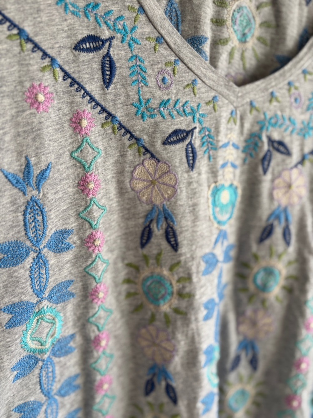 Johnny Was Oriel Embroidered Cotton Flutter Sleeve Top – PXL Petite XL Like New - Picture 9 of 16